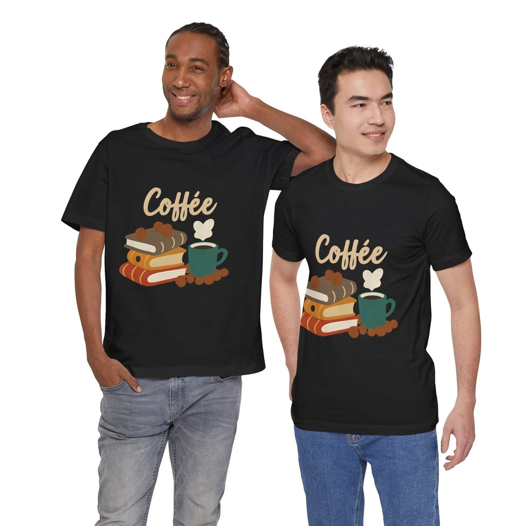 Unisex t-shirt Jersey Short Sleeve Tee vintage coffee book desgins
