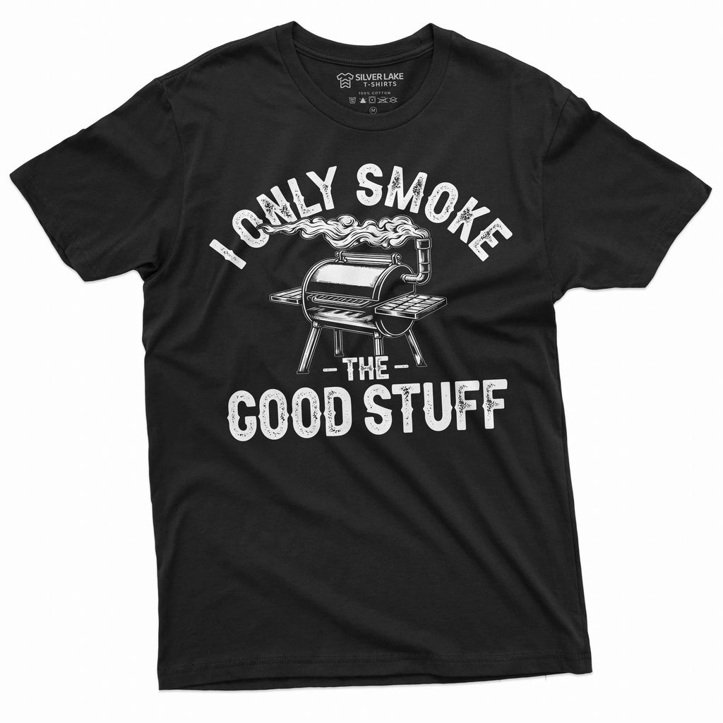 Men's Funny BBQ grilling grill T-shirt smoke good stuff double meaning shirt