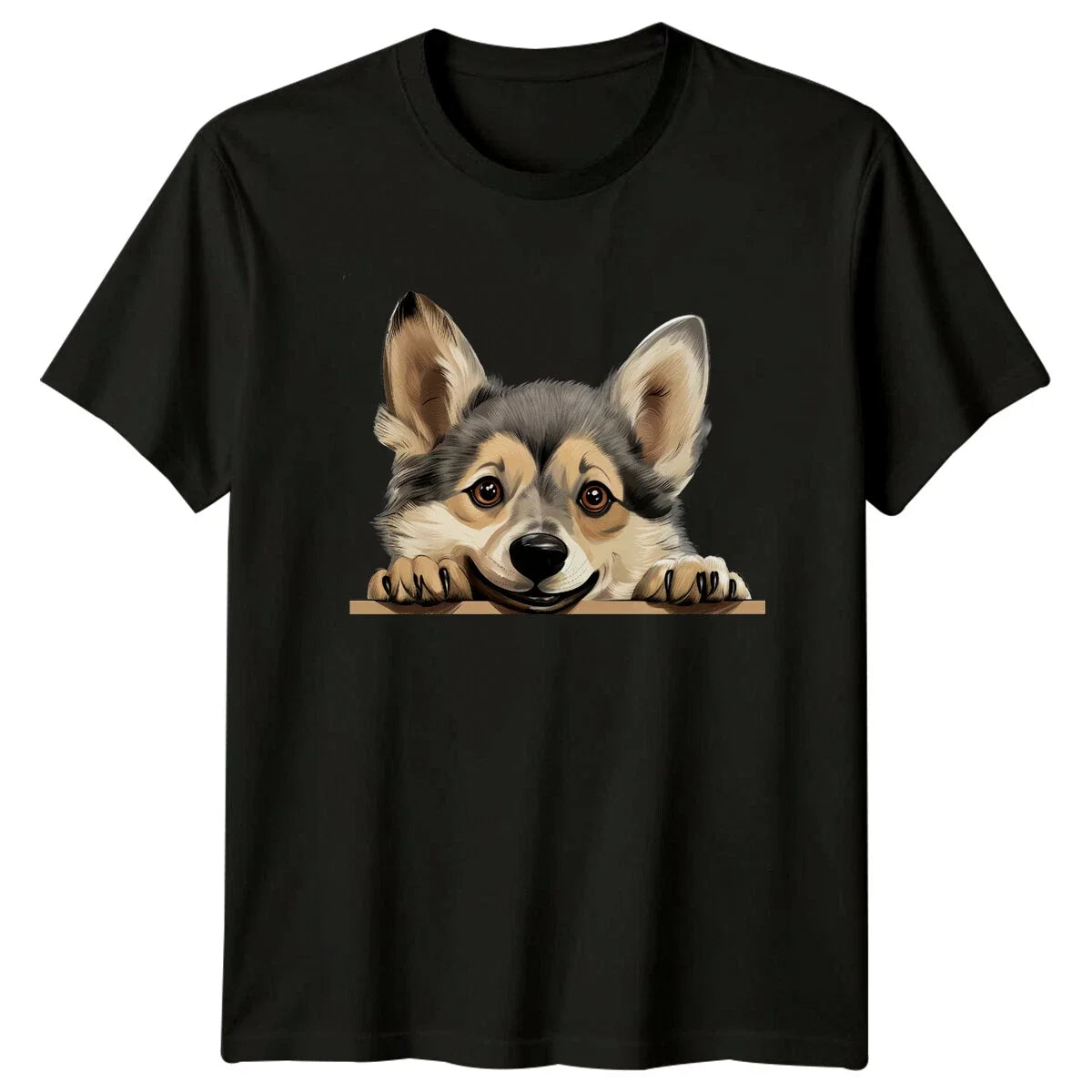 Cute Corgi Peeking Dog , Adorable Puppy Tee Unisex , , , Long Sleeve Tee