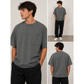 Basic crew Neck Pocket Tee Mens XL Gray Oversized Minimalist Streetwear Shirt Unisex , , , Long Sleeve Tee