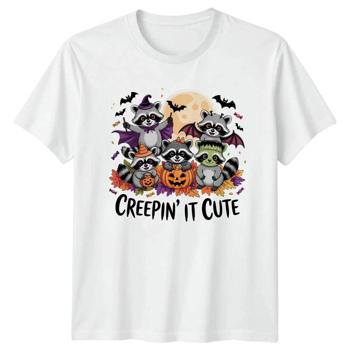 Creepin It Cute Raccoons Halloween Halloween Gift For Him And Her Unisex , , , Long Sleeve Tee