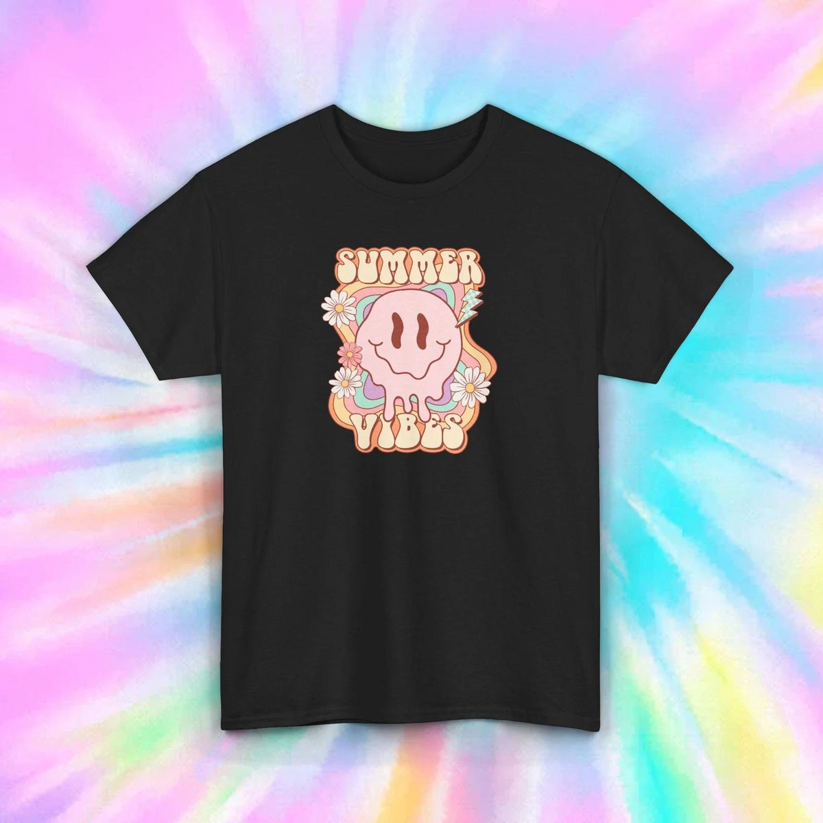 Summer Vibes Skull Shirt S-5XL Retro Aesthetic Flowers Gift Hippie Tee Unisex , , , Long Sleeve Tee
