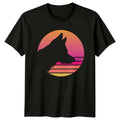 Synthwave Wolf Sunset Silhouette Retro Aesthetic Animals Christmas Gift Unisex , , , Long Sleeve Tee