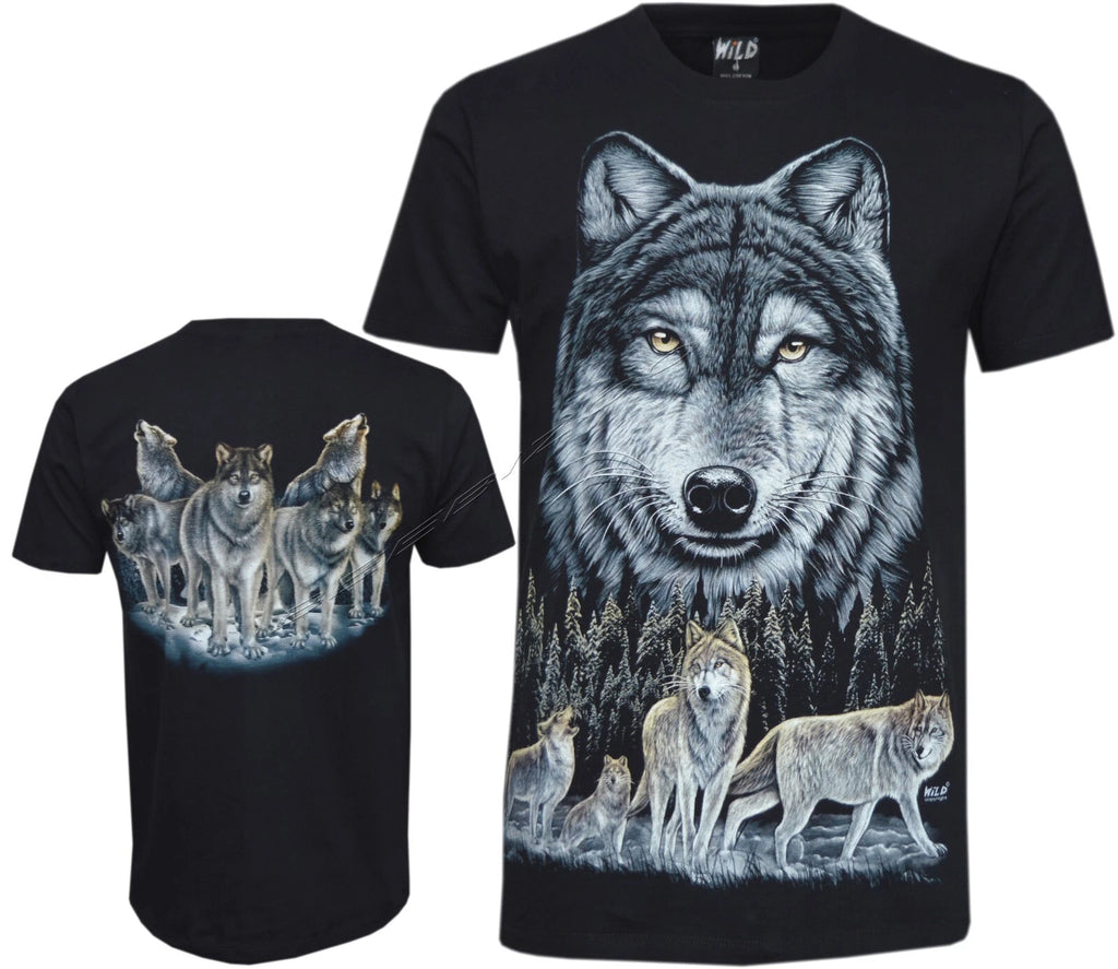 Wolf Pack T-shirt Wolves Roaming in a Forest Howling Glow in the Dark by Wild