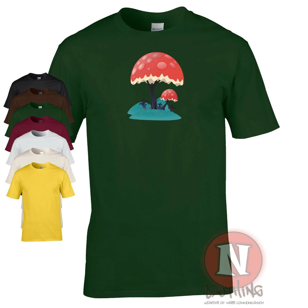 Naughees T Shirt Mushroom Tree Warrior Crew Neck Short Sleeve Japan Anime Kawaii Graphic