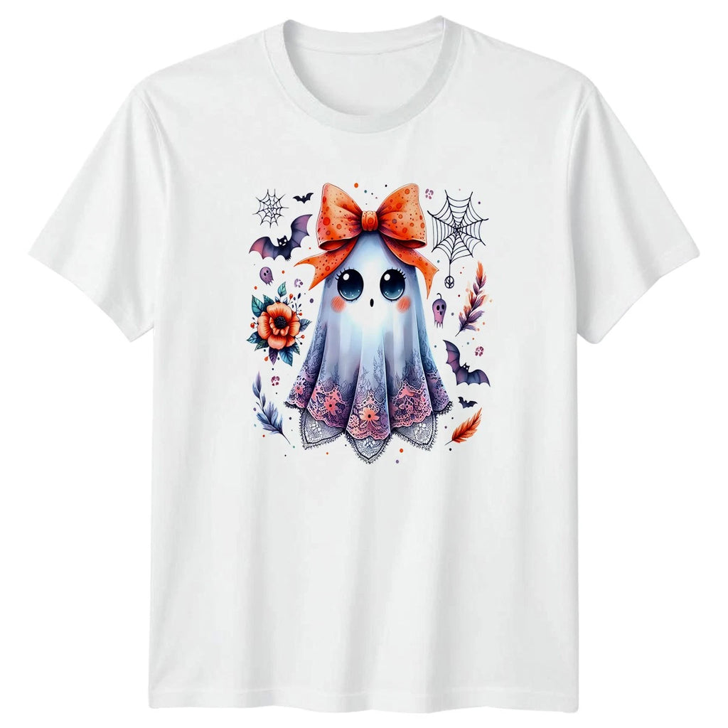 Kawaii Ghost Halloween Holidays Mens T Shirt Womens Tee Graphic Unisex Top