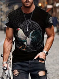 T Shirt Rooster Graphic Chicken Mexican Aztec Black Eagle Men Fashion Streetwear Unisex , , , Long Sleeve Tee