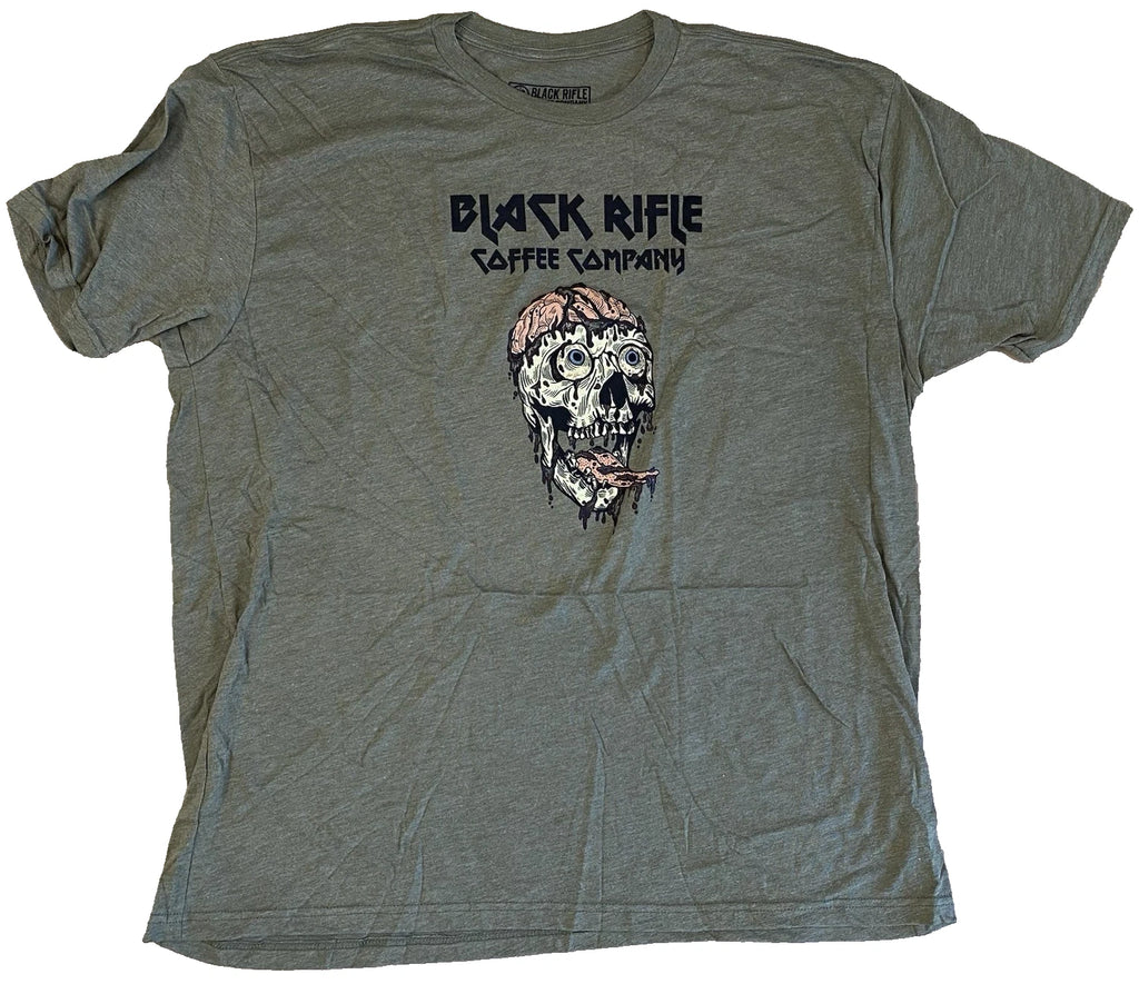 BRCC 3XL XXX-Large Black Rifle Coffee Co. Olive Green w/ Halloweenish Skull Men