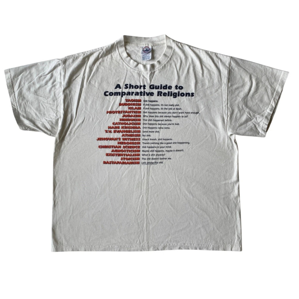 Comparative Religions Shirt XL Novelty Gag Joke Gift S**t Happens Delta Pro Crew