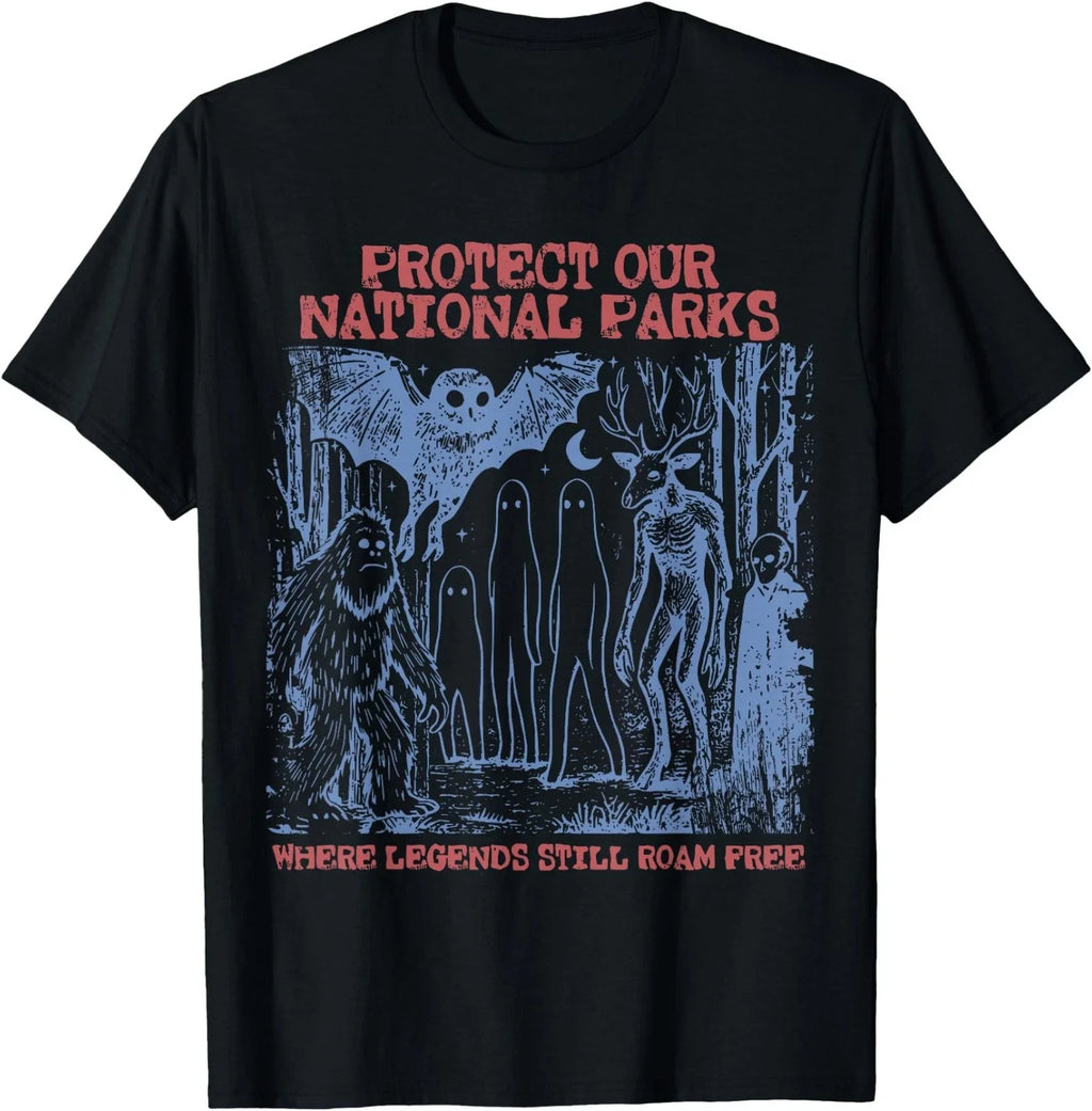 Protect National Parks Mothman Cryptid Weirdcore Horror Tee (1)