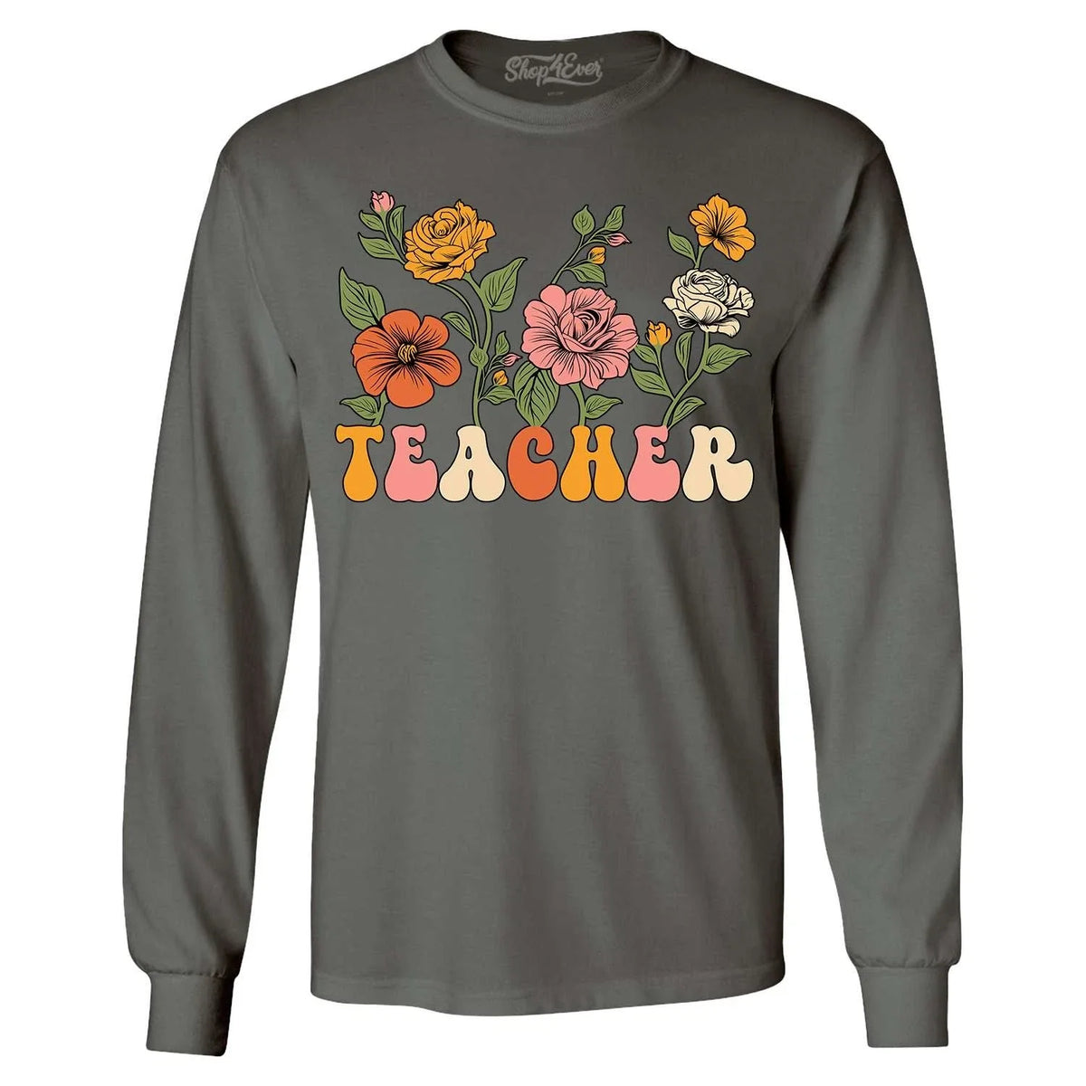 Teacher Flowers Long Sleeve Retro Vintage Aesthetic Shirt Unisex , , , Long Sleeve Tee