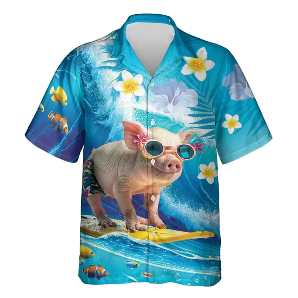 Funny Animal Pig 3D Printed Beach Shirt Cute Pet Graphic Shirts For Men Clothes Unisex , , , Long Sleeve Tee