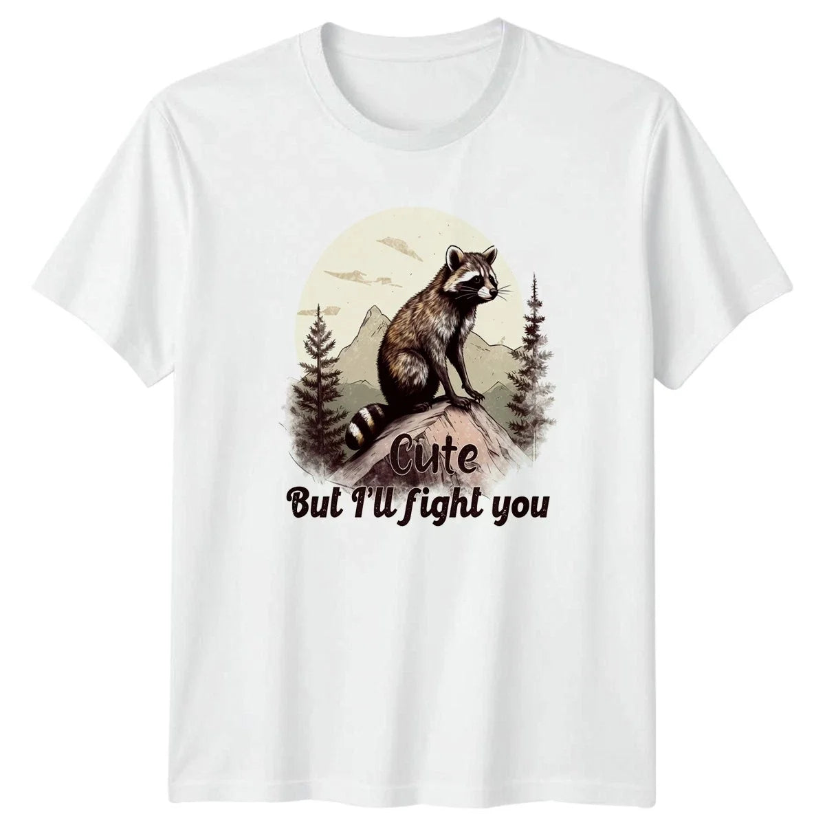 Cute But Ill Fight You Raccoon Hiking Funny Outdoors Birthday Gift Unisex , , , Long Sleeve Tee