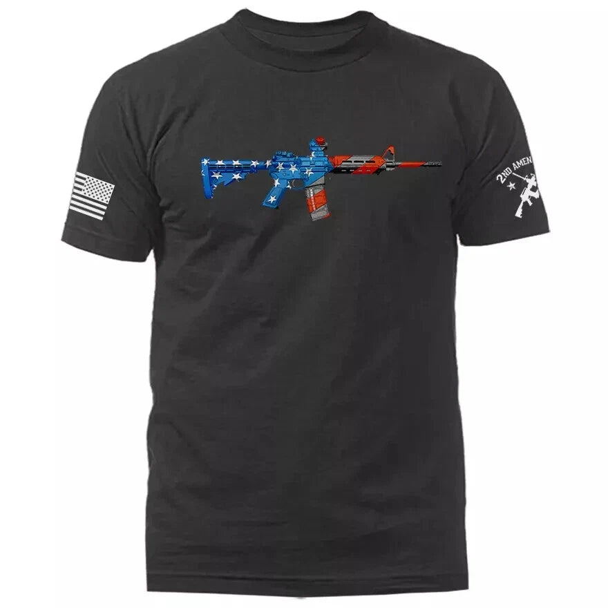 AR-15 US Flag 2nd Amendment Constitution Gun Patriot Patriotic Unisex , , , Long Sleeve Tee