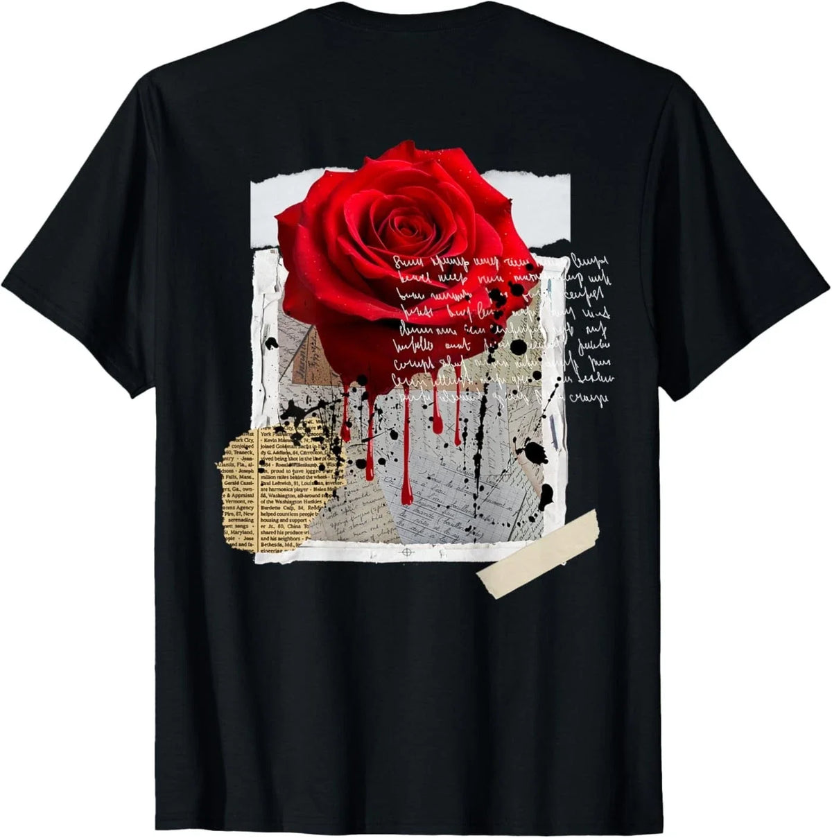 ( ON Back ) Streetwear Graphic Dark Floral Urban Aesthetic Unisex Unisex , , , Long Sleeve Tee