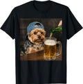Yorkie Drinking Beer Funny Dog Meme T-Shirt