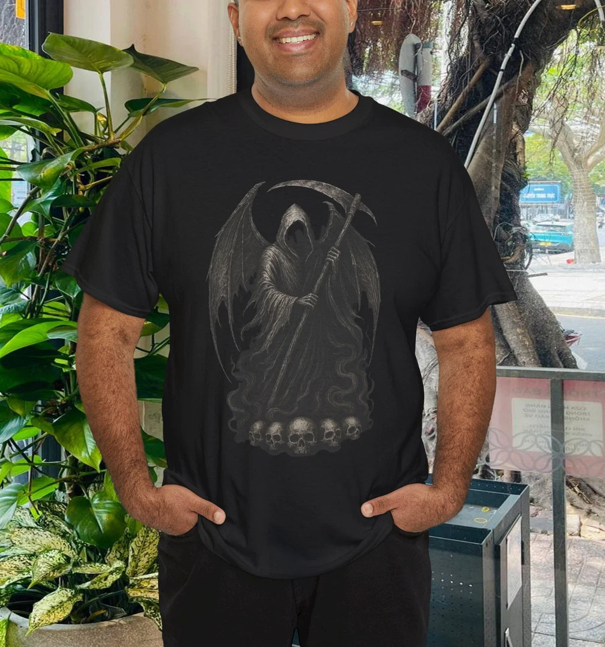 Grim Reaper Skeleton Goth Gothic Horror Skull Alt Aesthetic Unisex , , , Long Sleeve Tee