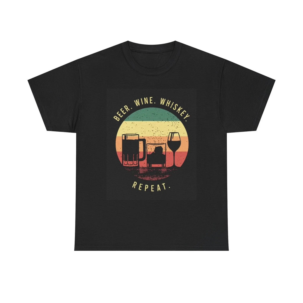 Beer Whiskey Wine Graphic T Shirt Funny Party Unisex Heavy Cotton Tee