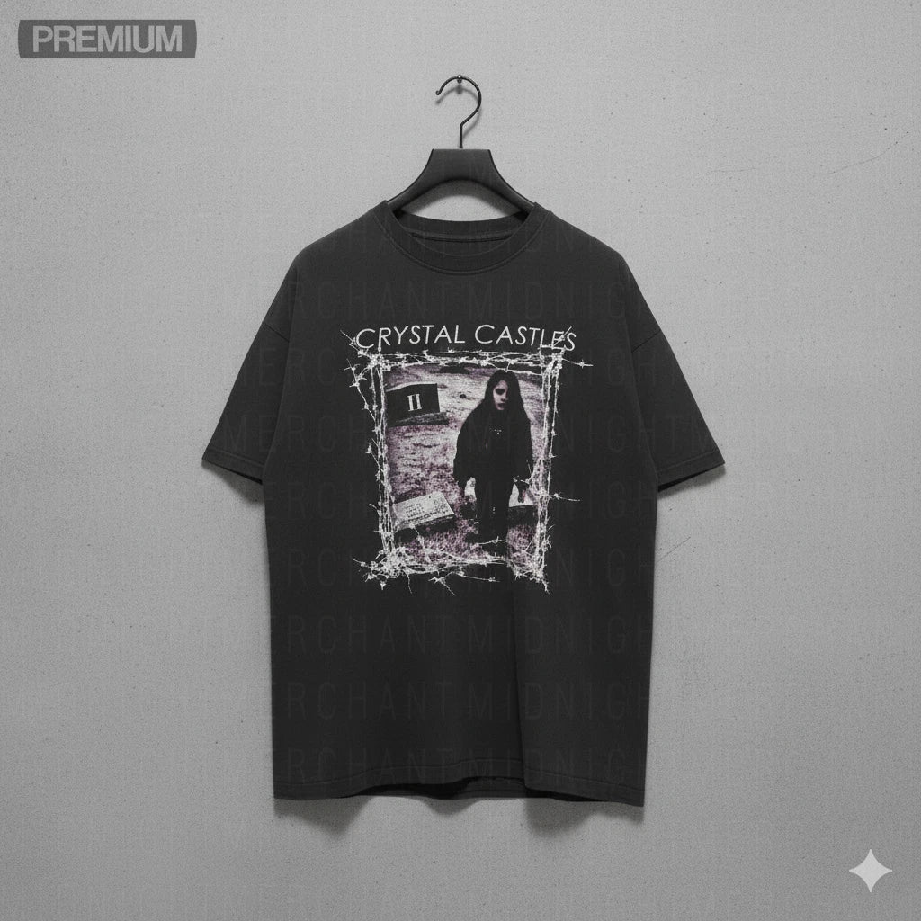 Crystal Castles II Album Graphic T Shirt Black Goth Indie Music Tee - S155 Unisex , , , Long Sleeve Tee