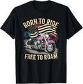 American Flag Motorcycle Tshirt USA Flag Biker Retro Gift Unisex T-Shirt