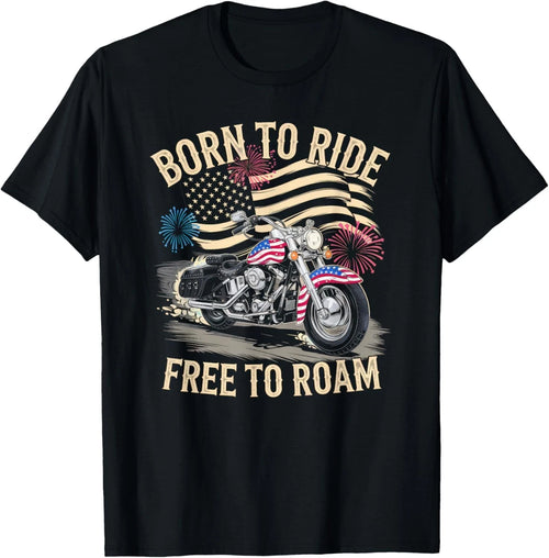 American Flag Motorcycle Tshirt USA Flag Biker Retro Gift Unisex T-Shirt