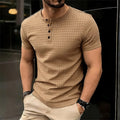 Mens Short Sleeve Henley Shirt Casual Slim Shirts Button Tops Blouse F