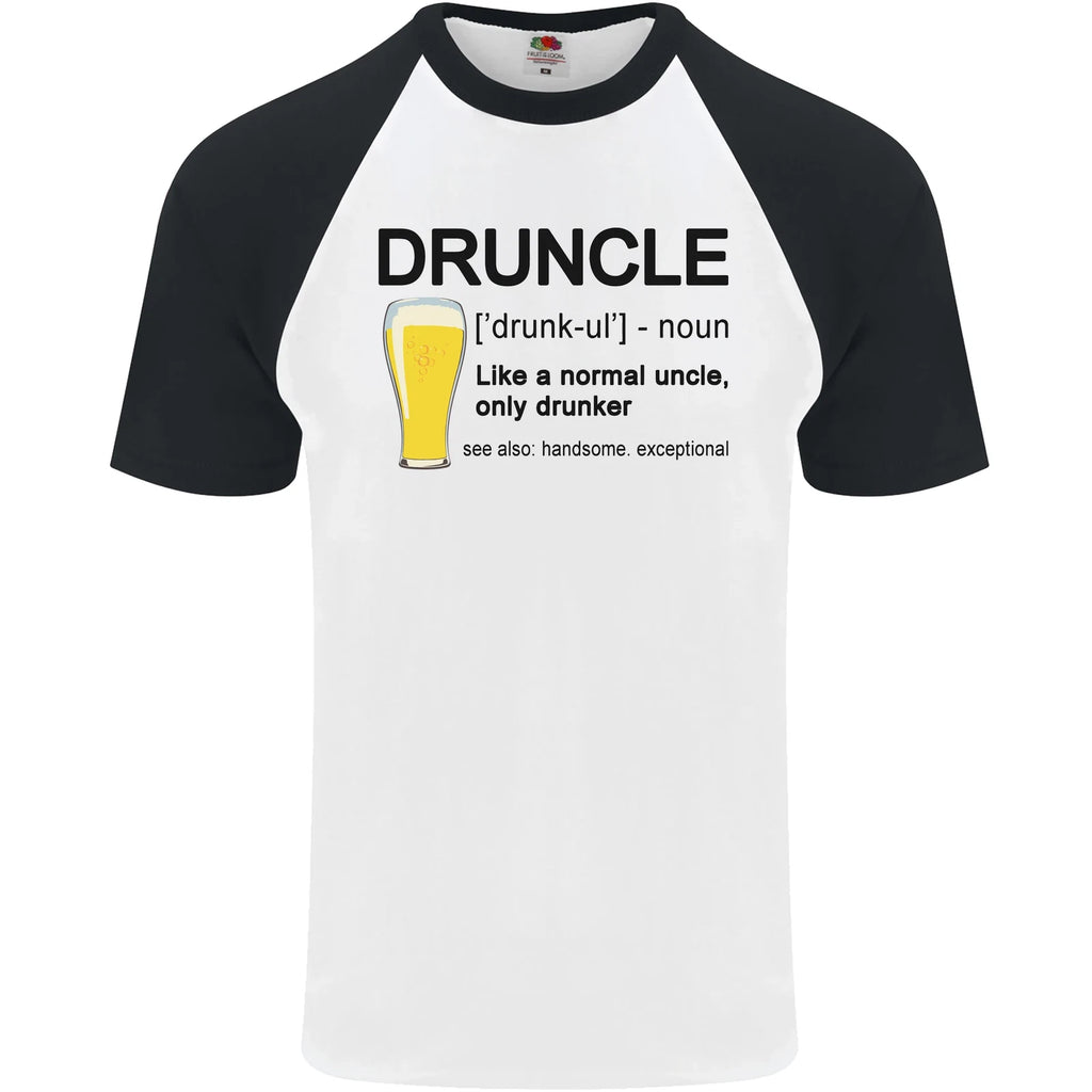 Druncle Uncle Funny Beer Alcohol Day Mens S/S Baseball T-Shirt