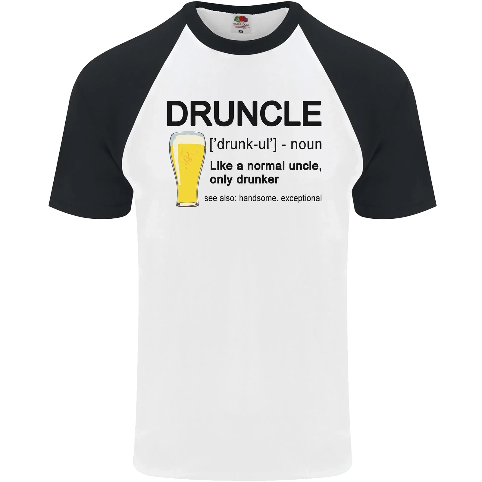 Druncle Uncle Funny Beer Alcohol Day Mens S/S Baseball T-Shirt