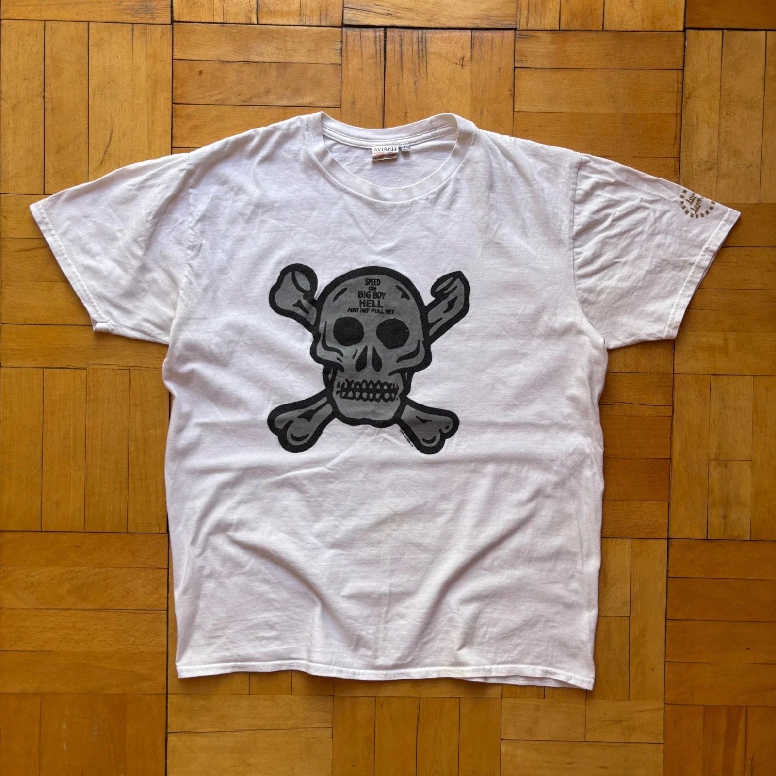 Archive Lewis Leathers Skull Graphic White Tee Punk Grunge Biker Size L Unisex , , , Long Sleeve Tee