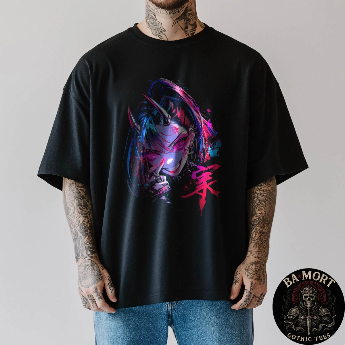 Demon Anime Girl Waifu Horror Alt Aesthetic Unisex , , , Long Sleeve Tee