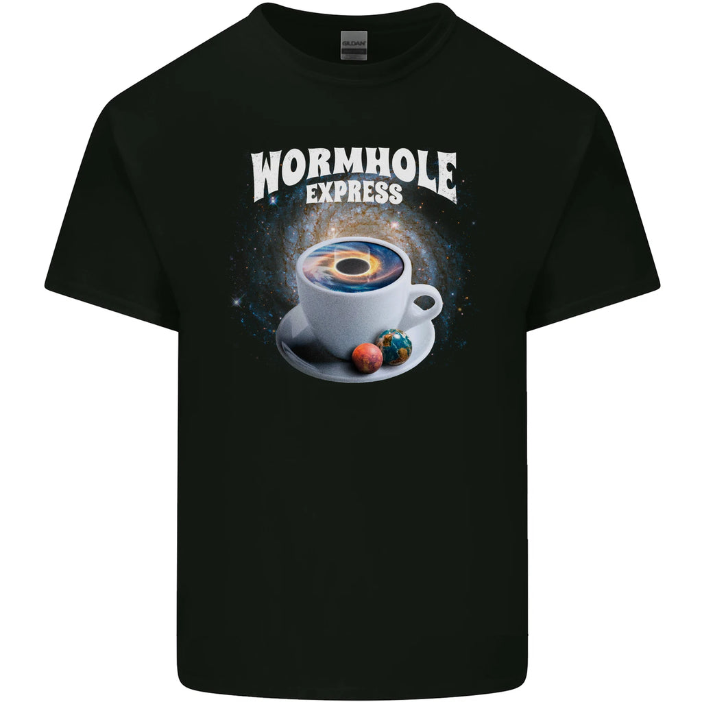 Wormhole Express Funny Coffee Planets Space Mens Light Cotton T-Shirt