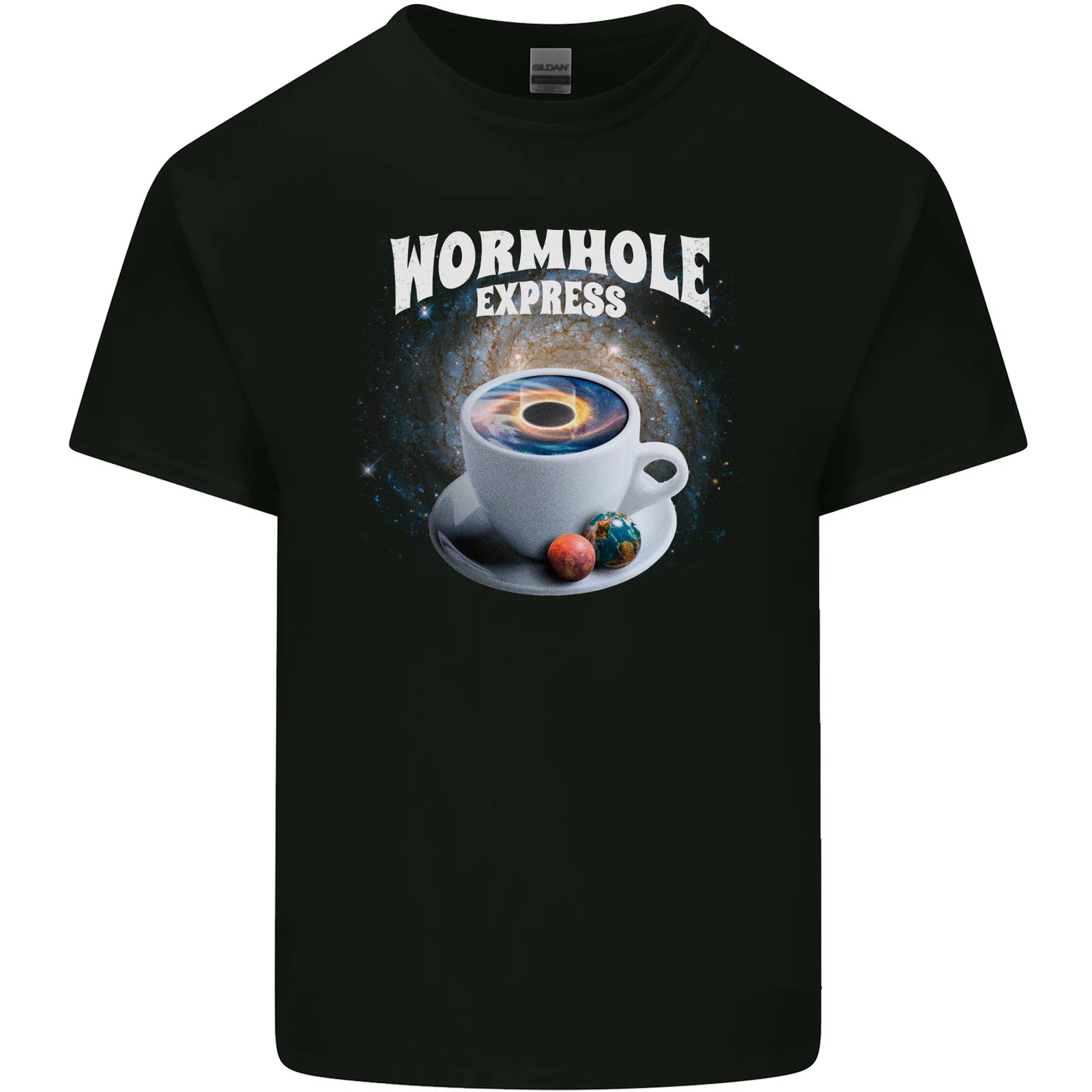 Wormhole Express Funny Coffee Planets Space Mens Light Cotton T-Shirt