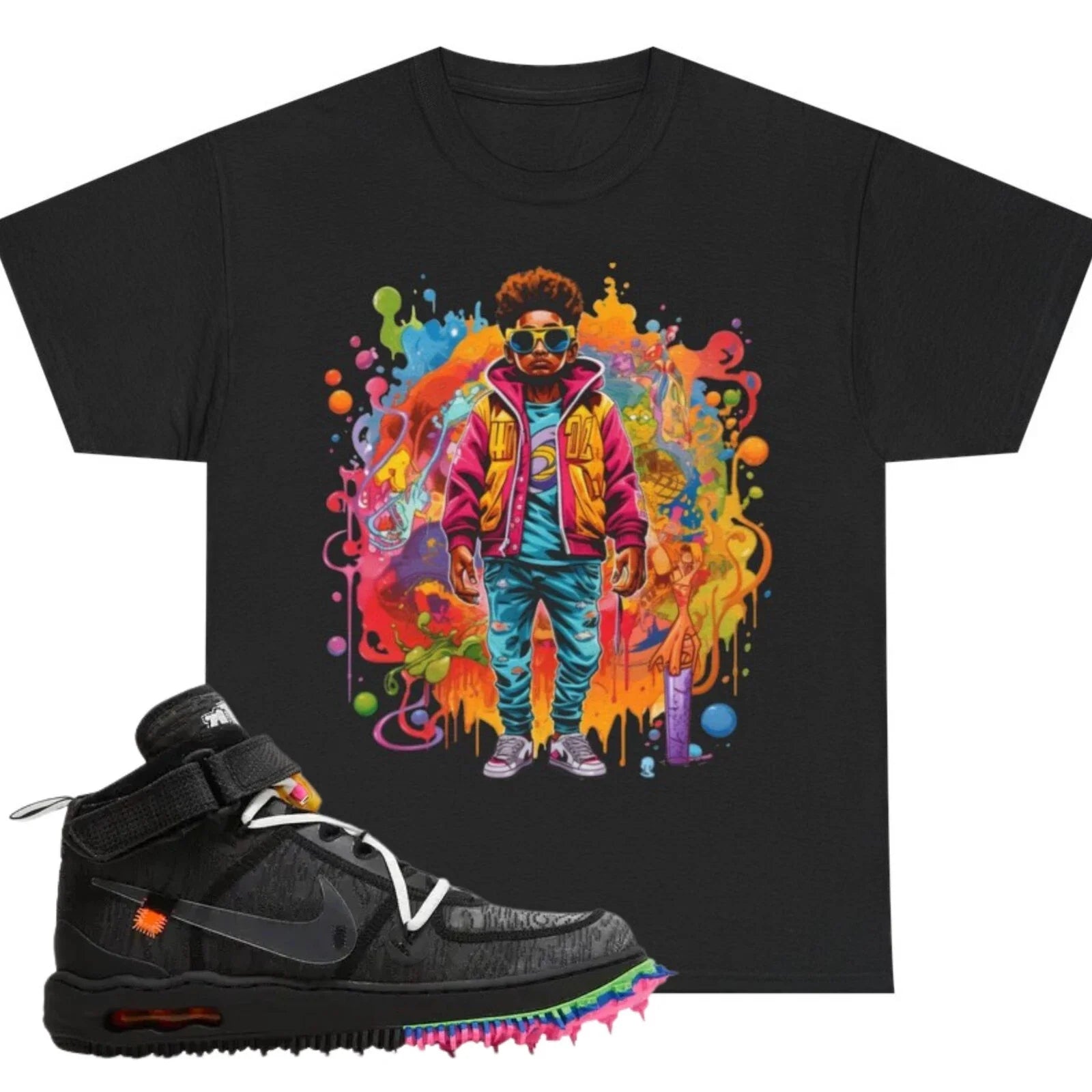 Shirt To Match Mid Black Unisex Tee Psychedelic Shirt Gift For Him Unisex , , , Long Sleeve Tee