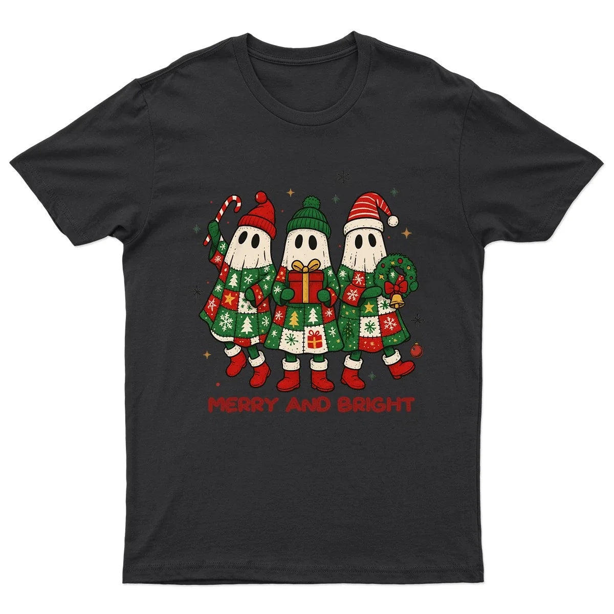 Merry And Bright Cute Unisex Gift Retro Seasonal Funny Xmas Santa Unisex , , , Long Sleeve Tee