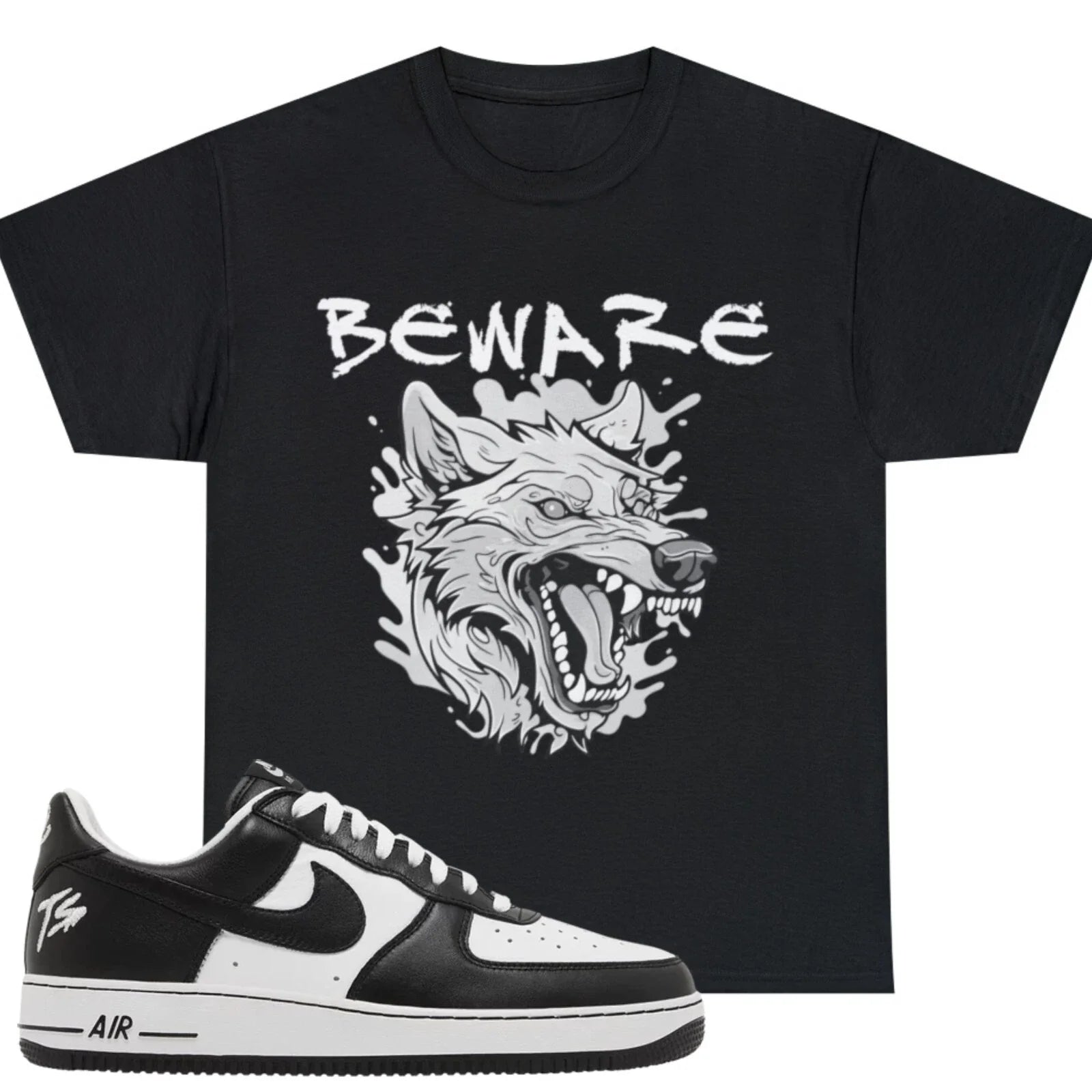 Shirt To Match Black White Unisex Tee Wolf Shirt Gift For Him Unisex , , , Long Sleeve Tee