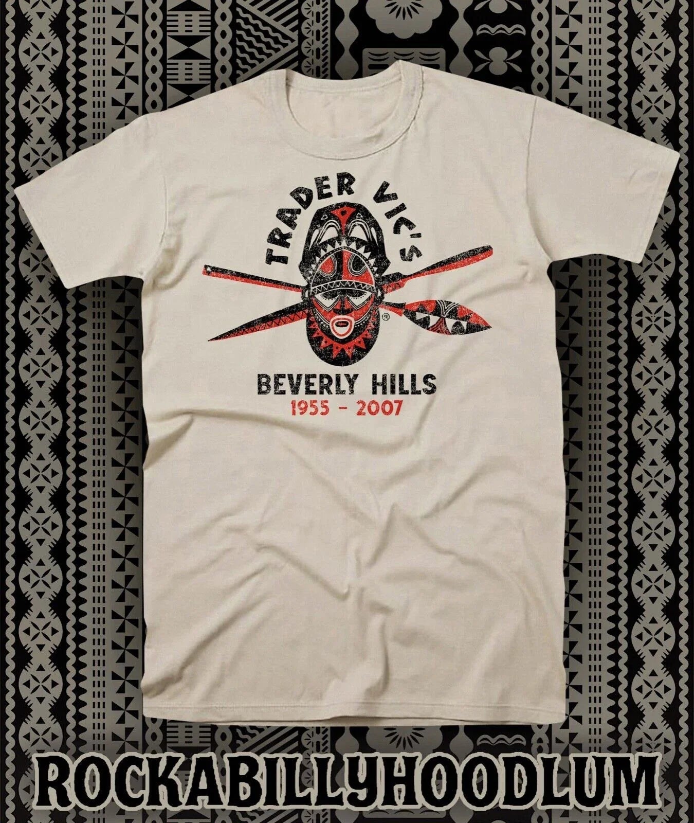 Retro Tiki Art Tee T Shirt Bar Mug Restaurant Trader Vics Beverly Hills Unisex , , , Long Sleeve Tee