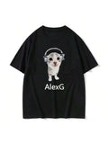 Cat With Headphones AlexG Music Aesthetic Graphic T shirt Unisex , , , Long Sleeve Tee