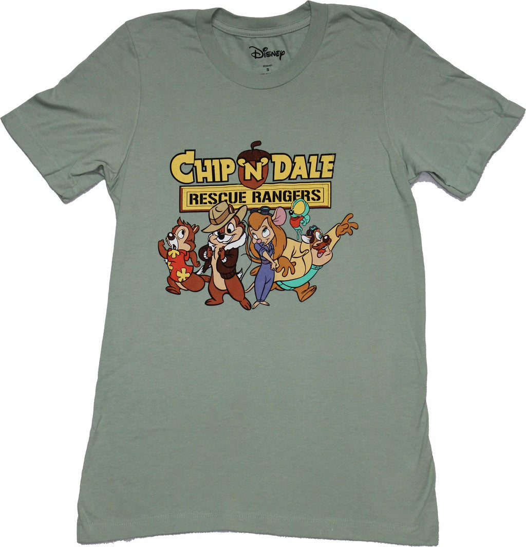 Chip N Dale Rescue Rangers New Adult T-Shirt - Group Under Logo