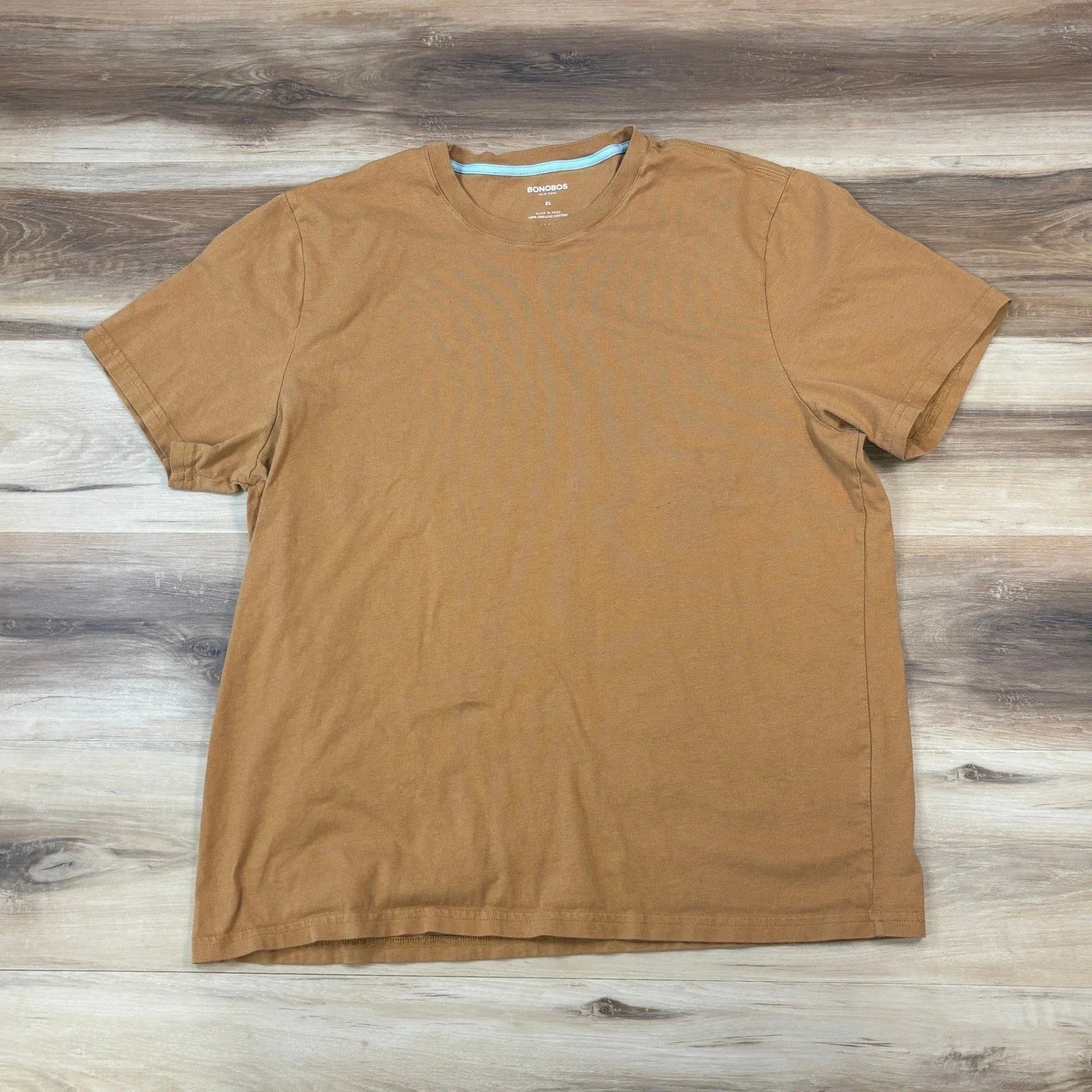 Bonobos Mens XL Minimalist 100% Organic Cotton Crewneck Brown-Gold Tee Unisex , , , Long Sleeve Tee