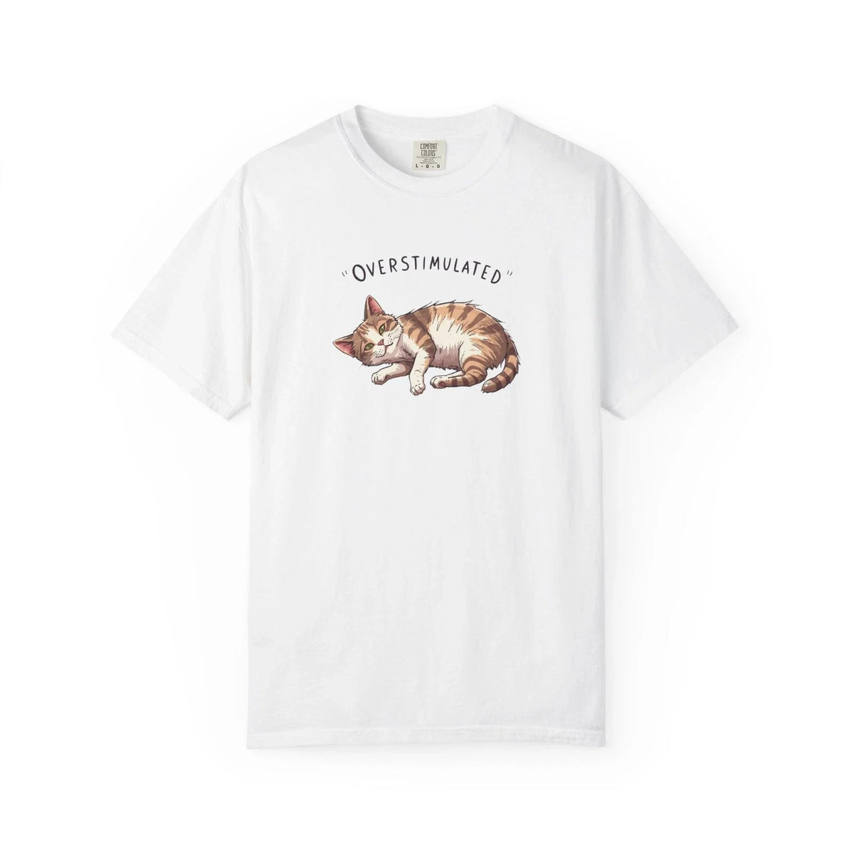 Overstimulated Sleeping Cat | Cute Cat Illustration, Cotton, Funny Tee Unisex , , , Long Sleeve Tee