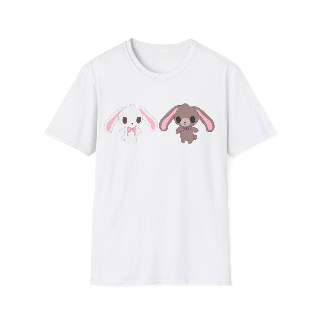 Kawaii Bunny Duo T-Shirt | Cute Pink and Brown Rabbits