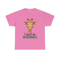 Sleepy Giraffe I don't do mornings Tee | Cute Animal Graphic Shirt Unisex , , , Long Sleeve Tee
