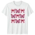Pink Bow Butterfly Pattern Womens Aesthetic Gift For Her Unisex , , , Long Sleeve Tee