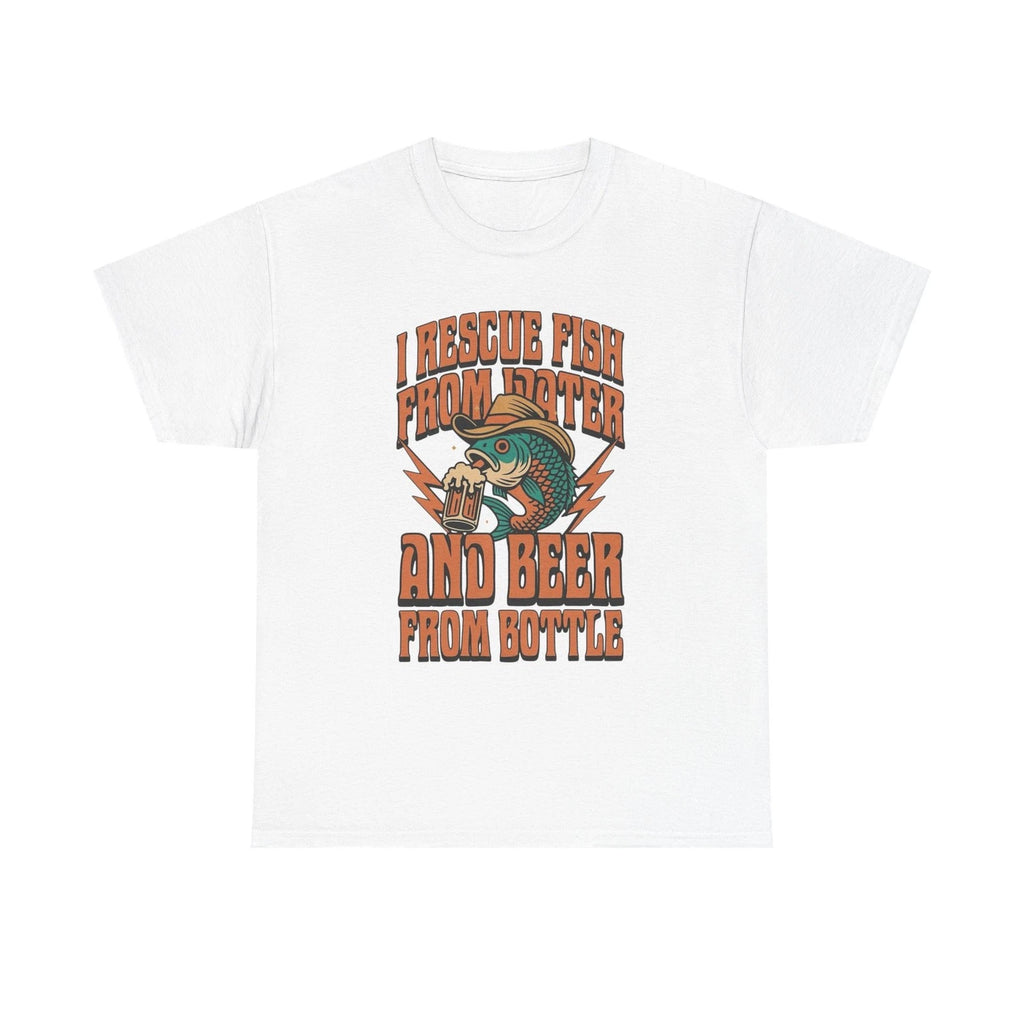 I Rescue Fish And Beer Funny Graphic T Shirt NEW ADULT