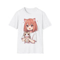 Anime Catgirl Holding Kitten Kawaii Cat Ear Girl Cute Graphic Tee Unisex , , , Long Sleeve Tee
