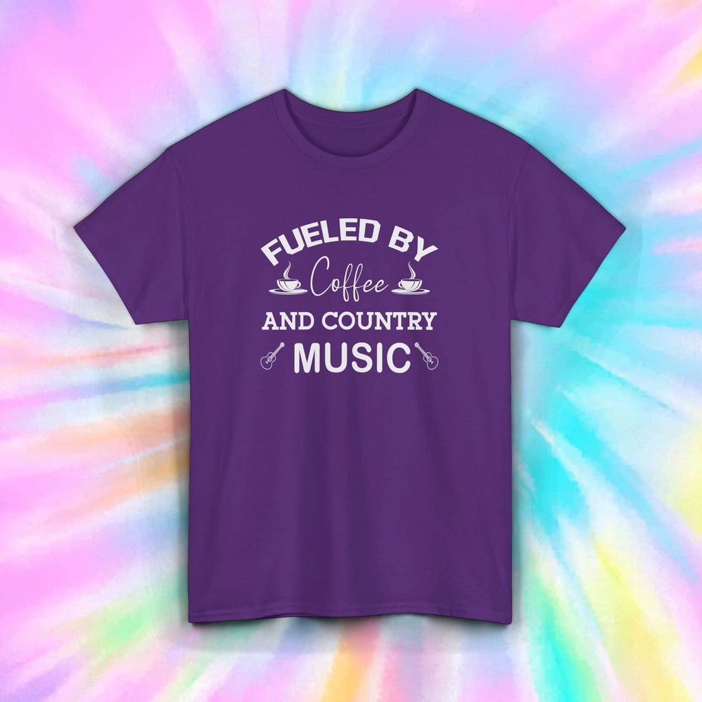 Fueled by Coffee and Country Music T-Shirt Funny Western Music Lover Tee S-5XL