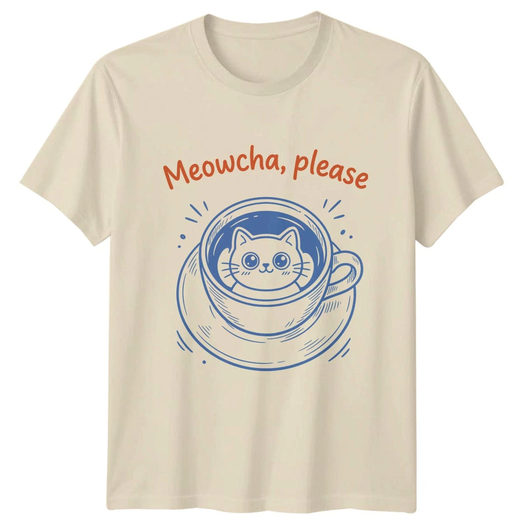 Meowcha Please T-Shirt Matcha Coffee Cat Birthday Gift For Him And Her