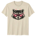Raccoon Heart Glasses Animals Mens Womens Tee Graphic Unisex Top Unisex , , , Long Sleeve Tee