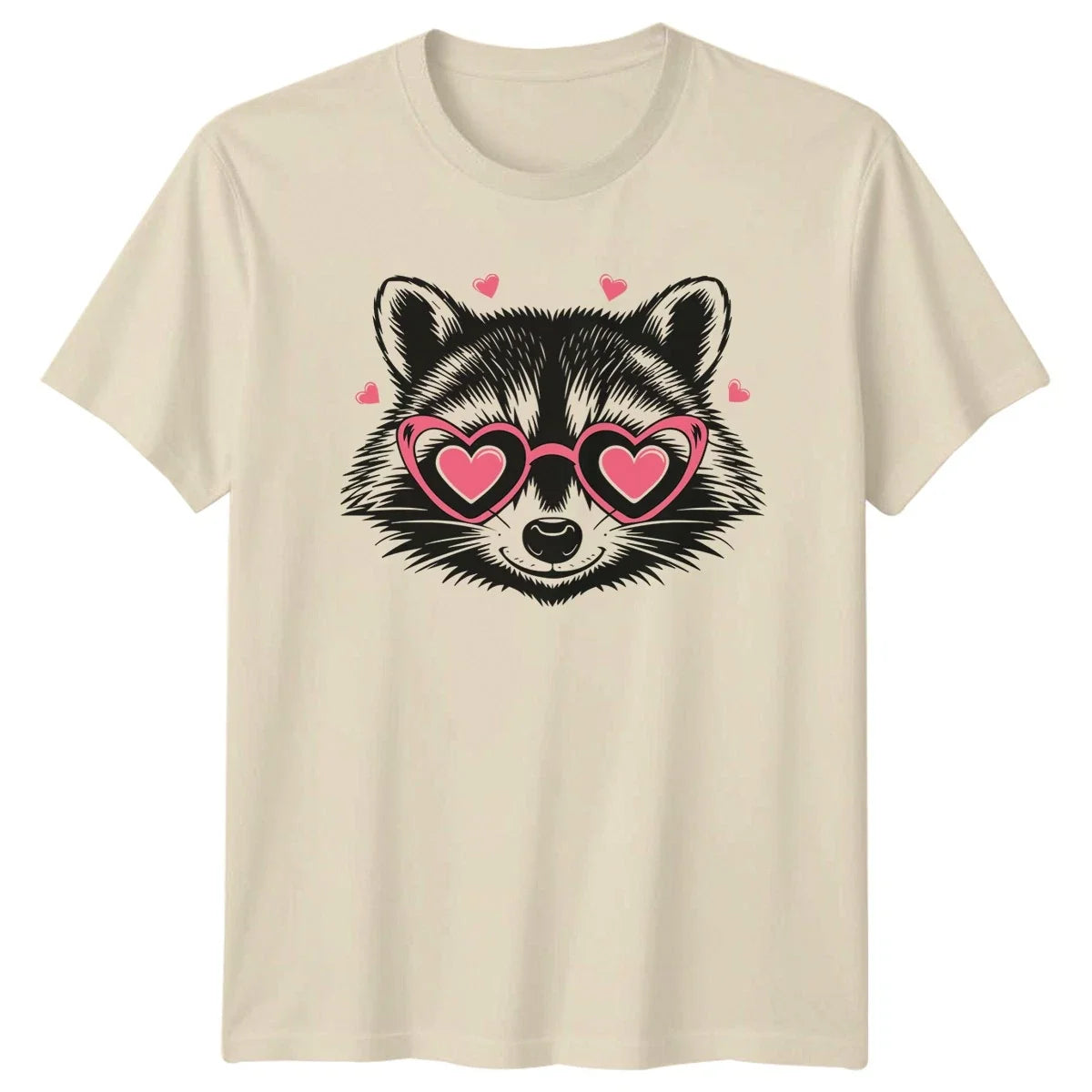 Raccoon Heart Glasses Animals Mens Womens Tee Graphic Unisex Top Unisex , , , Long Sleeve Tee