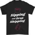 Sipping and Dropshipping Funny Coffee Work Mens T-Shirt 100% Cotton